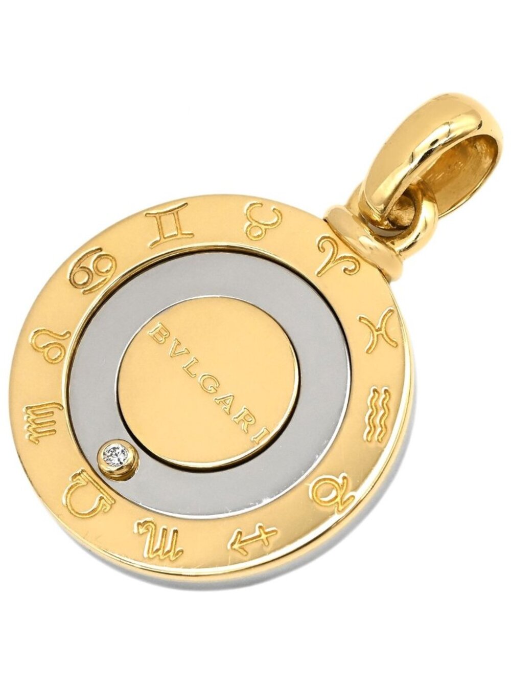 Bvlgari Pendant Horoscope Yellow Gold Silver SS Constellation Diamond